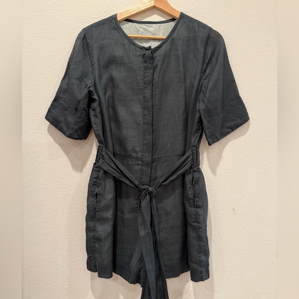 Dark green cotton blend Short Sleeve Romper